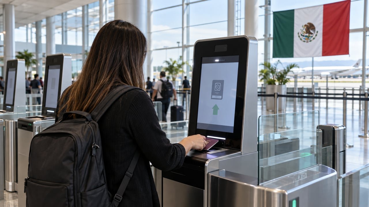 Filtro migratorio autónomo del INM en un aeropuerto de México para viajeros con pasaporte electrónico