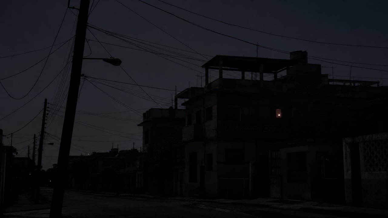 Calle a oscuras en Cuba durante el apagón total del Sistema Electroenergético Nacional