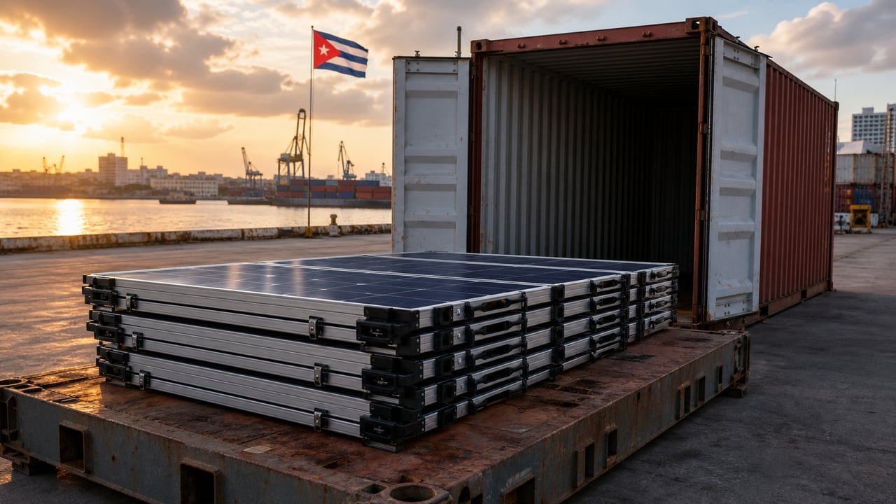 Kits solares donados desde Argentina llegan a un puerto de Cuba en plena crisis de apagones