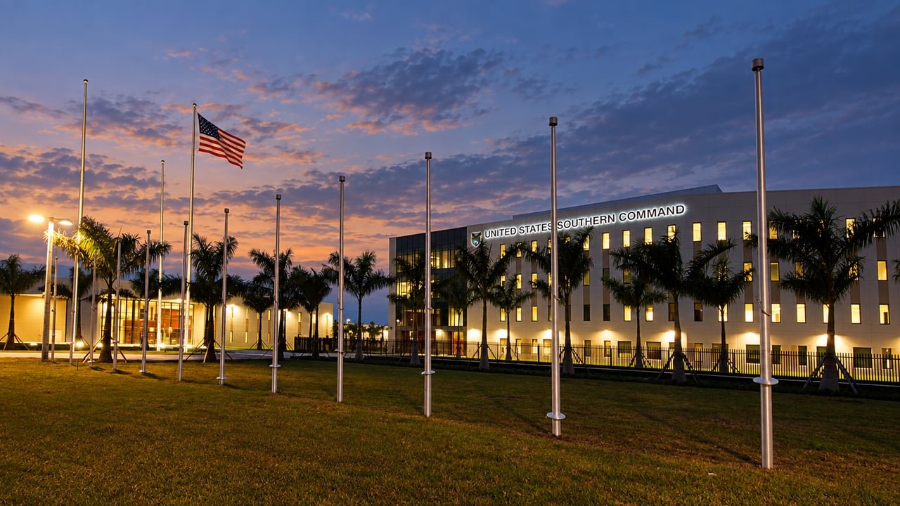 Sede del Comando Sur de Estados Unidos (SOUTHCOM) en Doral, Miami, vinculada a la revisión militar de tropas cerca de Cuba