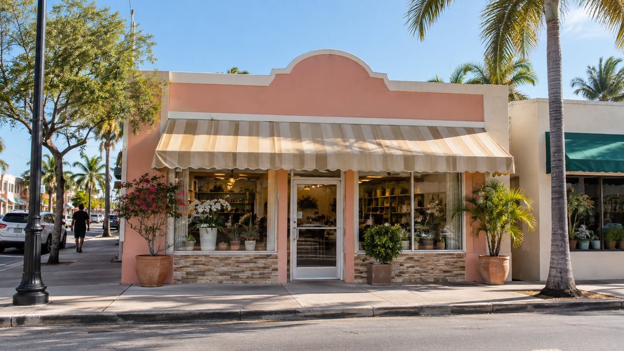 Fachada de un pequeño negocio hispano en una calle comercial de Miami-Dade, ilustrando por qué Miami y Hialeah entran en el top 5 de ciudades para emprendedores hispanos