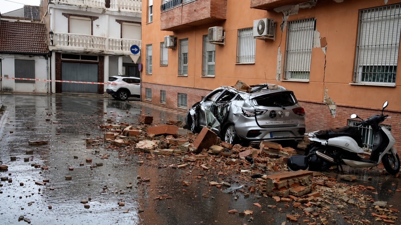 Daños materiales en Armilla, Granada, tras el terremoto de magnitud 4,8 que se sintió hasta en Madrid