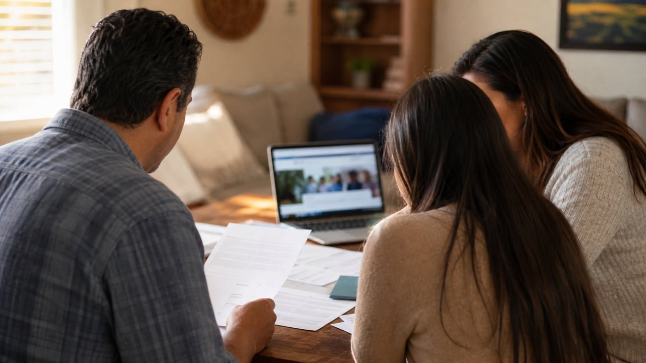 Familia cubana calculando el costo real de una universidad en Estados Unidos