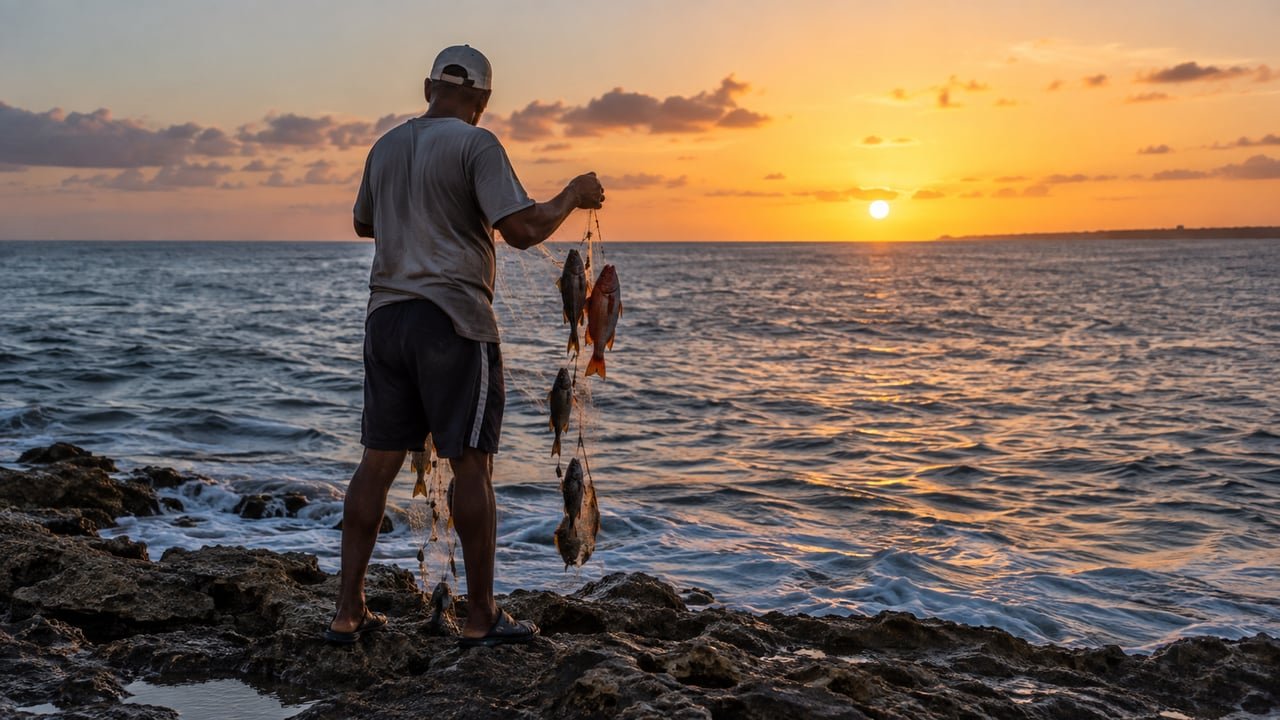 Pescador en el litoral de La Habana, Cuba, donde se detectó la microalga ligada a la ciguatera