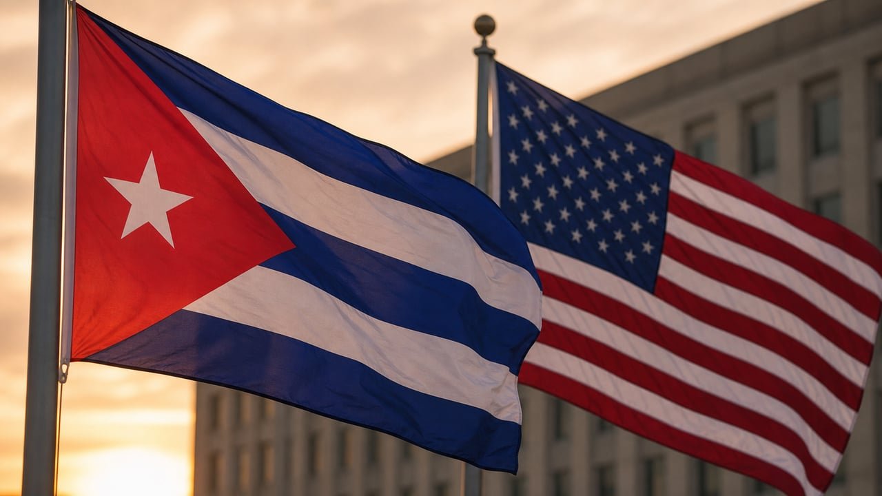 Banderas de Cuba y Estados Unidos, símbolo de las negociaciones vinculadas a El Cangrejo