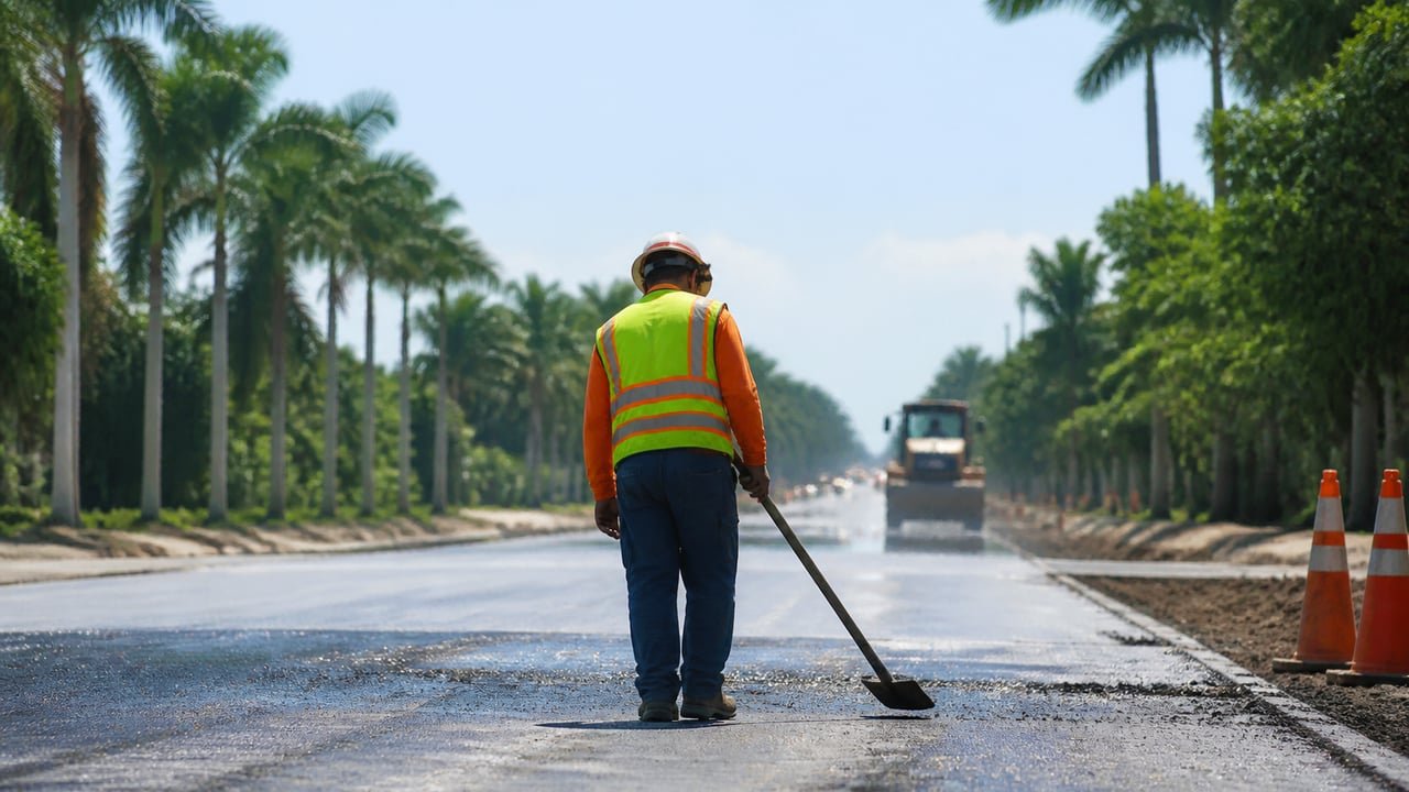 Trabajador al aire libre durante la alerta de calor extremo en el sur de Florida
