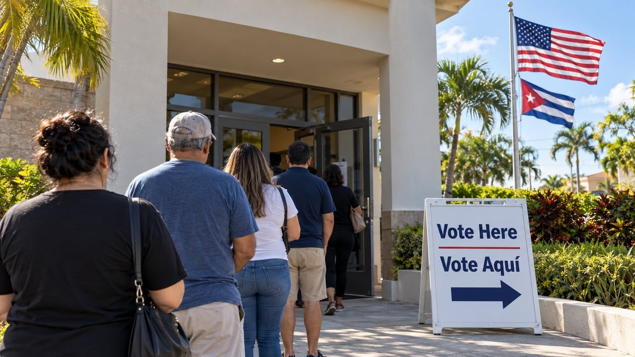 Centro de voto anticipado en el sur de Florida durante las elecciones intermedias de 2026