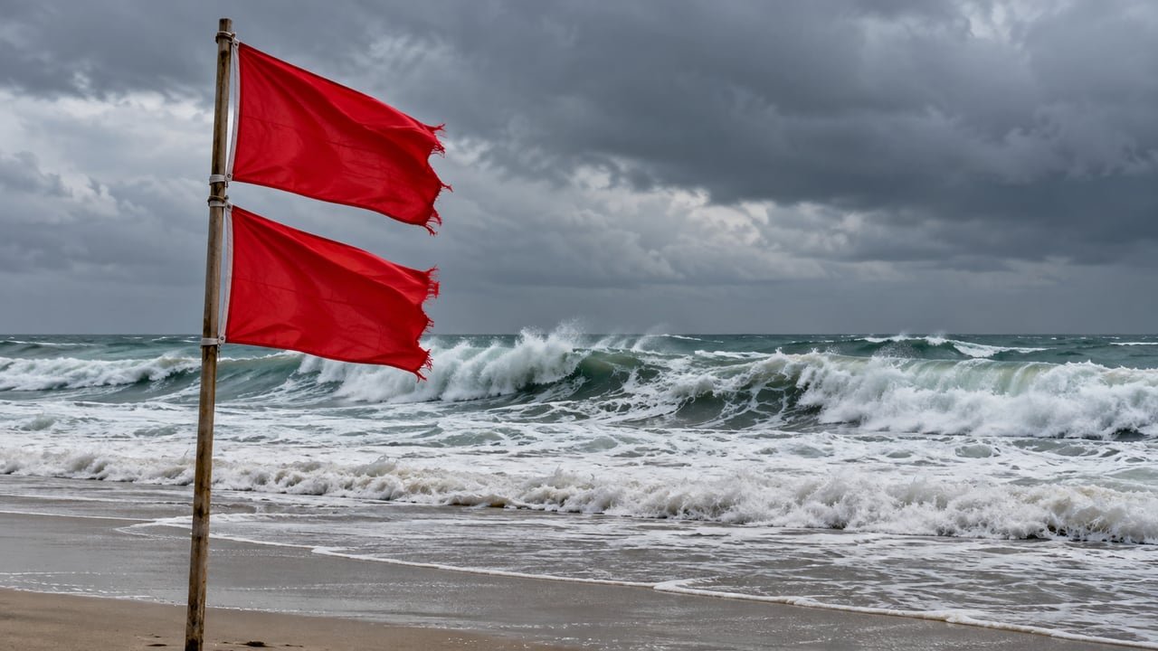 Oleaje peligroso en una playa de la costa atlántica de Florida mientras el NHC vigila un sistema con potencial de convertirse en ciclón subtropical